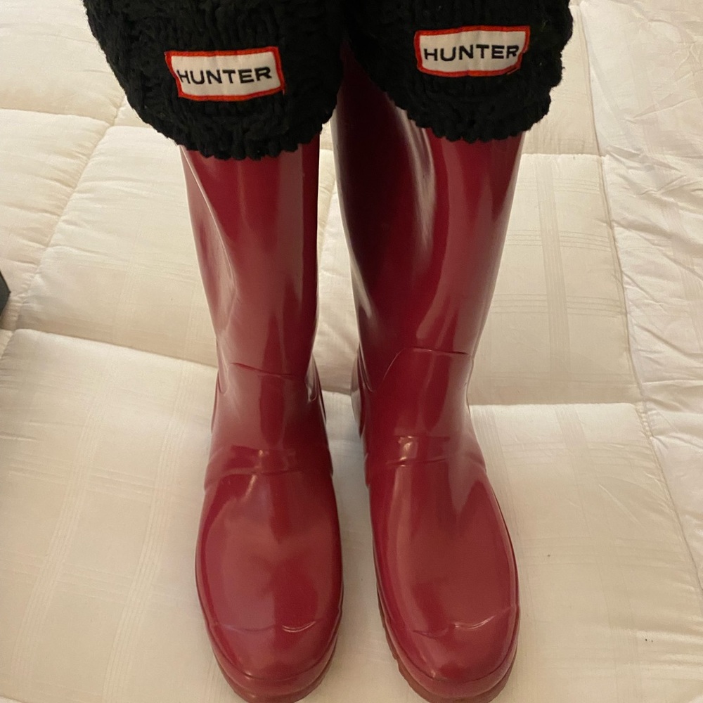Hunter Cranberry Tall Boots Size 9